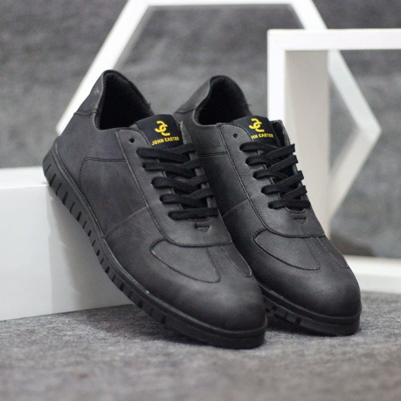 WOLF x CARTER BLACK Sepatu Kasual Sneakers Kulit Asli Model Brogue ch1 Sol Microtech Rubber