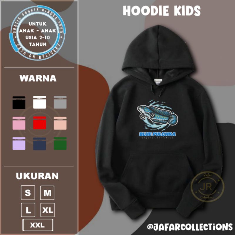 IKAN CHANA Jaket Hoodie anak channa blue pulchra unisex laki-laki perempuan / Hoodie jumper anak cha