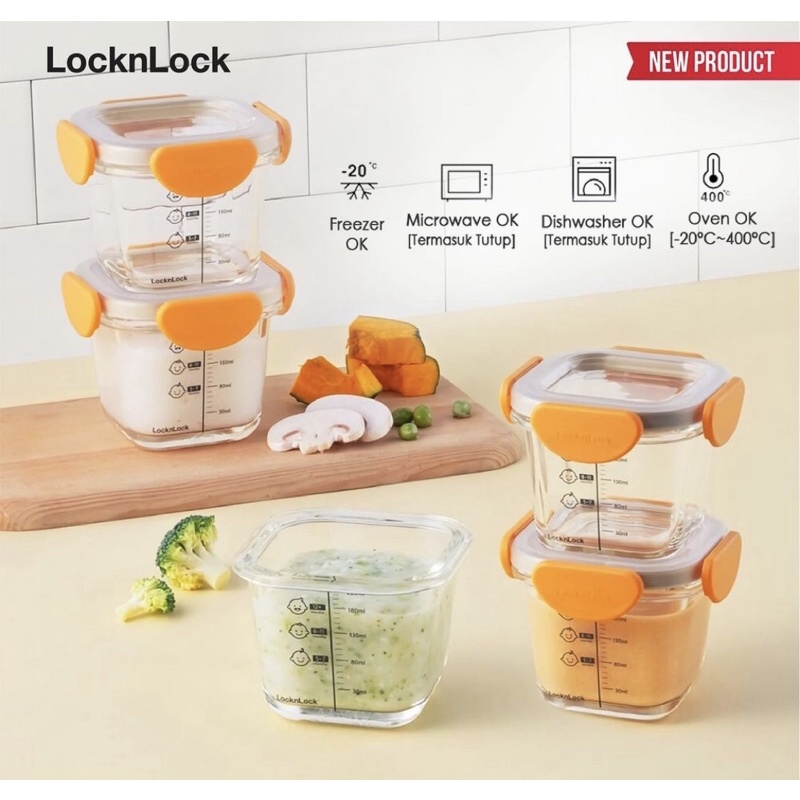 Lock n Lock Baby Food Container MPASI set 260ml isi 3pcs TRITAN CAP