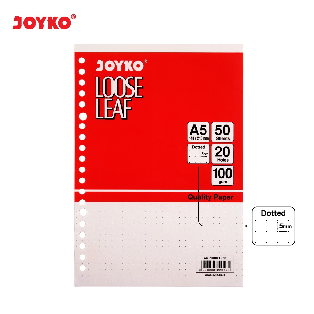 

Loose Leaf Isi Kertas File Binder Joyko A5-100DT 50 Lembar Dotted / Joyko Original