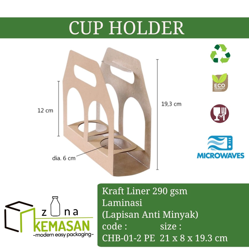 

KEMASAN BOX DUS CUP HOLDER PAPER BAG GELAS KOPI TEH 21x80x19,4 cm KRAFT 290 gsm LAMINASI