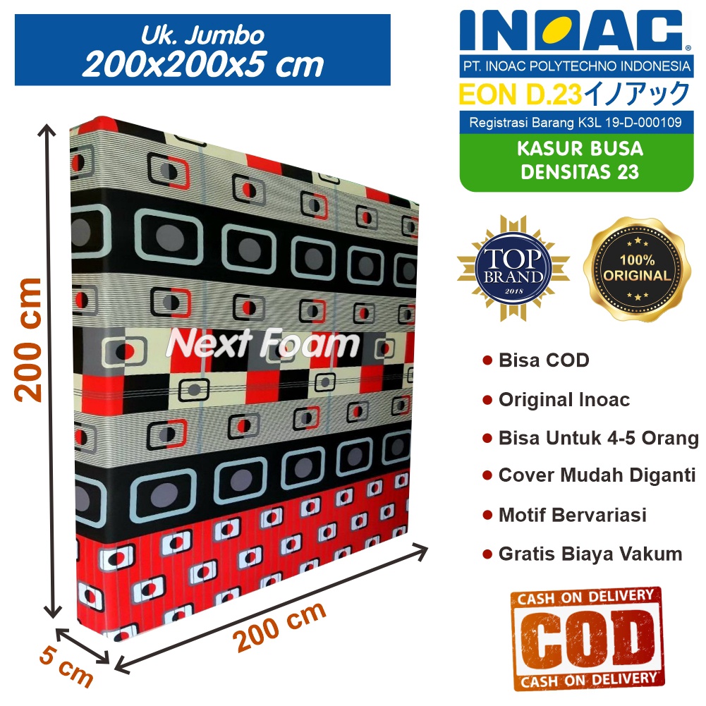 Kasur Busa Inoac Ukuran Jumbo 200x200x5 cm Tebal 5 cm EON D23 ORIGINAL INOAC Asli