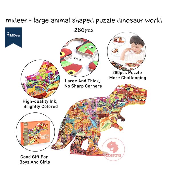 Zoetoys Mideer - Large Animal Shaped Puzzle Dinosaur World Elephant Dream 280 pcs | Mainan Edukasi Anak