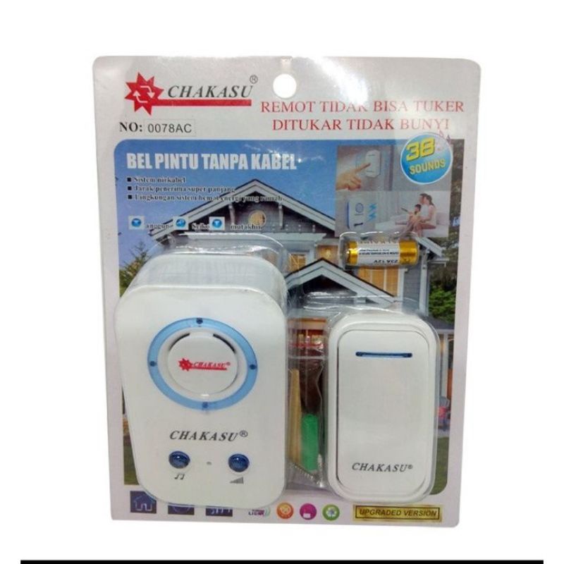Bel Pintu Rumah Tanpa Kabel Cable / Wireless Merk CHAKASU MURAH TERBAIK