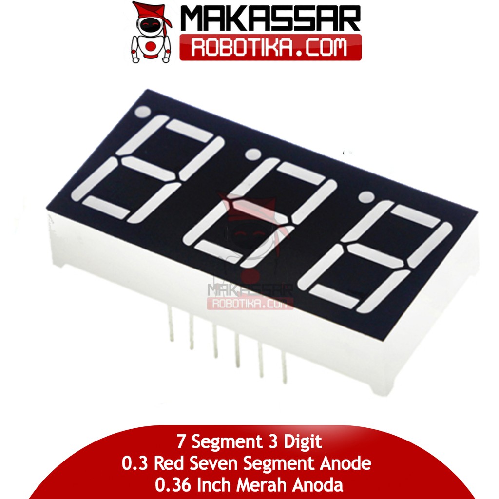 3 Digit Seven Segment Red Anode 0,36''