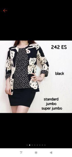 Atasan Blouse Batik Wanita Lengan Panjang Katun Stretch, 242 Ade#