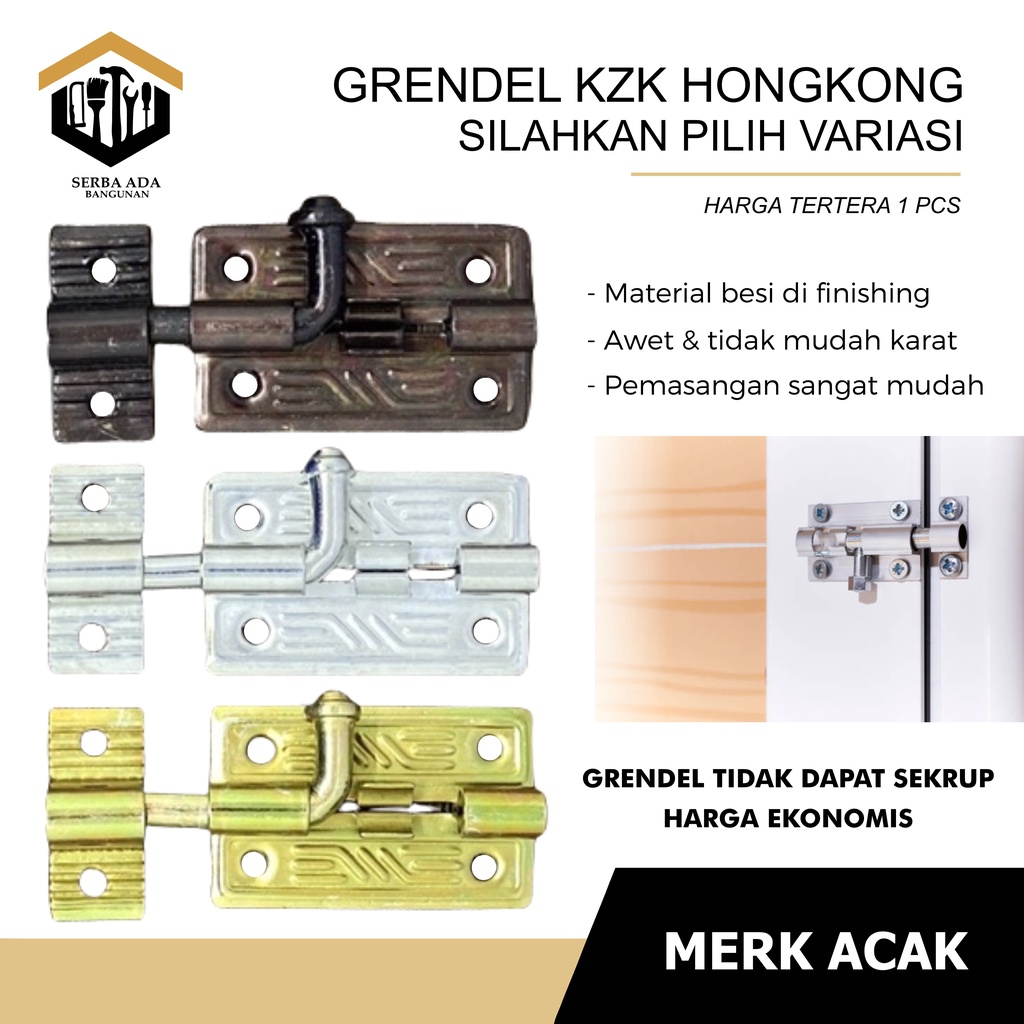 Grendel Hongkong - Grendel KZK Mini 2 - Kunci Selot Pintu - Grendel Lemari - Kunci Slot - Kunci Grendel HK