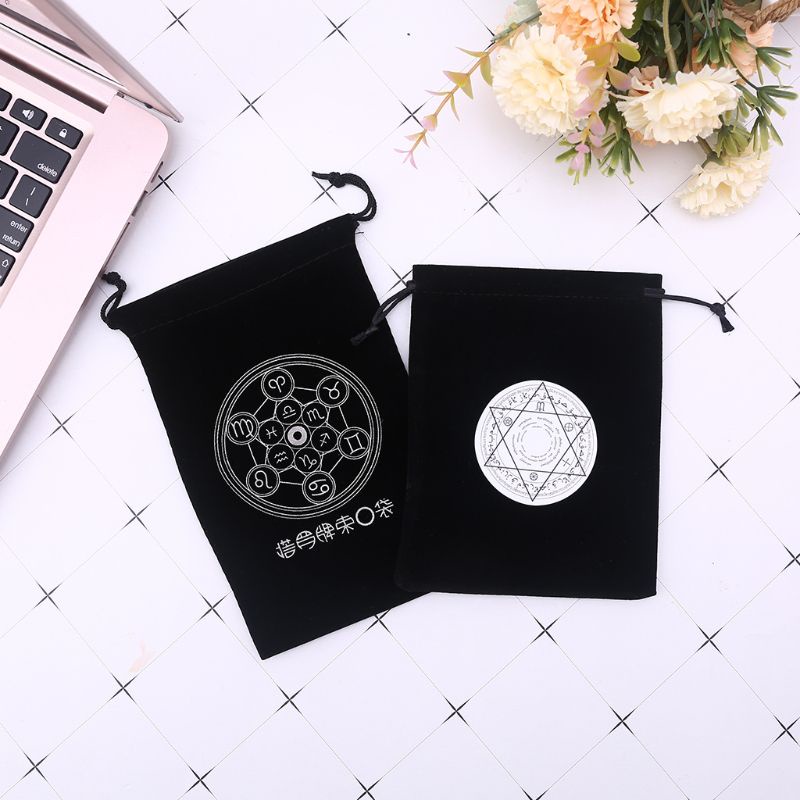 [BISA COD] Pouch Tarot Bag | Penyimpan Kartu Tarot Beludru Motif High Quality Sablon