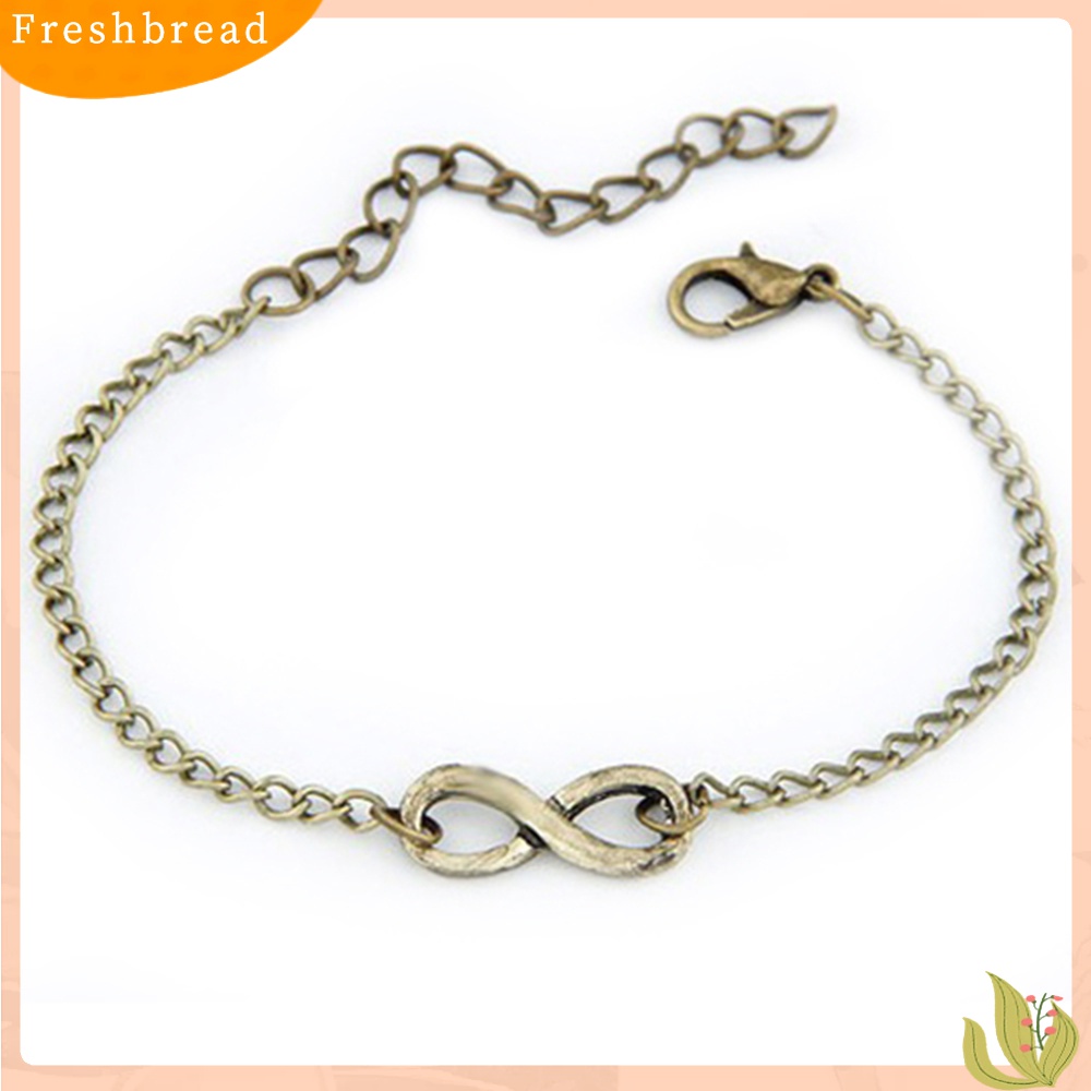 Fresh| Gelang Tangan Rantai Adjustable Aksen Infinity Metal Gaya Punk Untuk Wanita