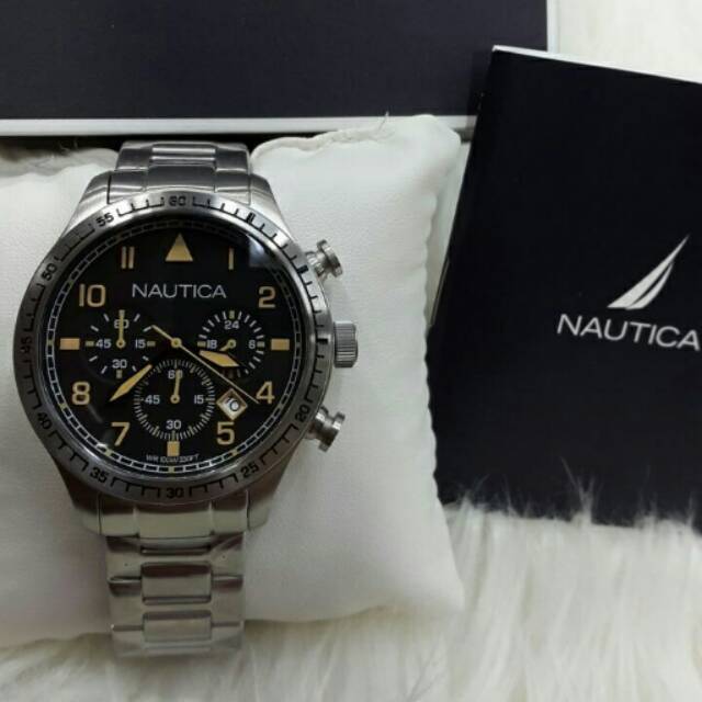 Jam Tangan Pria Nautica A18712G Silver Rantai Original Murah