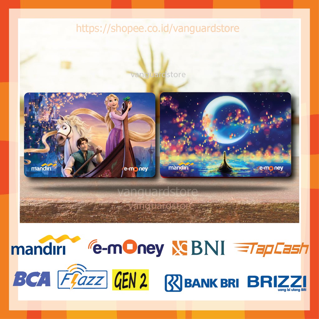 KARTU E MONEY E TOLL DISNEY TANGLED MOVIE 3 EMONEY MANDIRI FLAZZ BCA BNI TAPCASH BRIZZI BRI-2 SISI