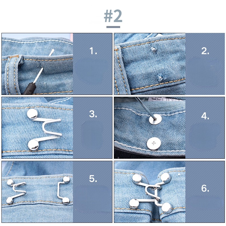 6pcs/Set Daisy Adjustable Disassembly Jeans Waist Button For Shorten Waist Belt