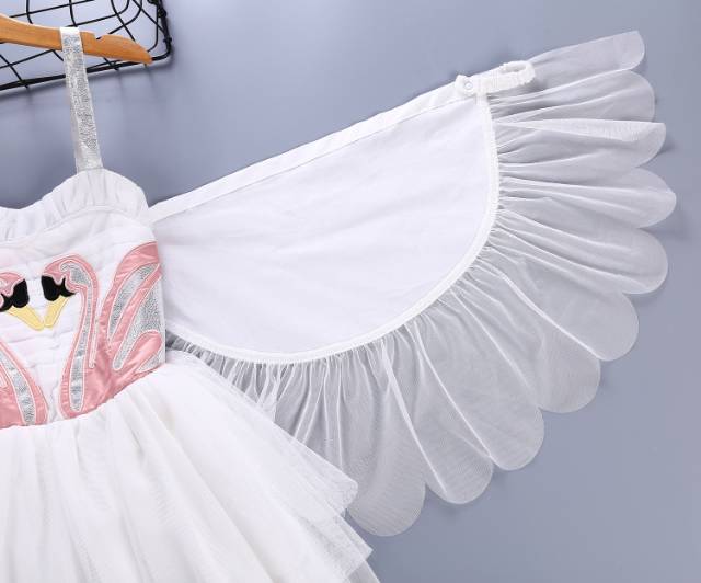 GA2673 PREMIUM SWAN DRESS GAUN PESTA ULANG TAHUN ANAK ANGSA IMPORT KOREA LUCU PUTIH