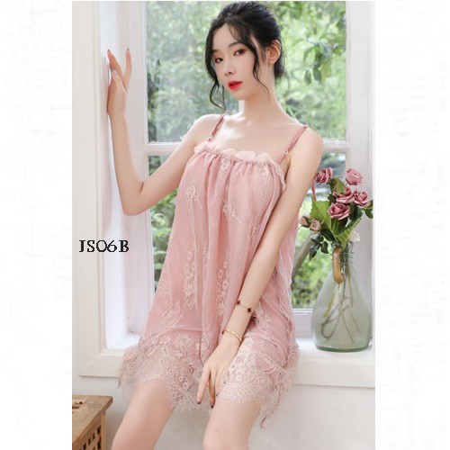 [LIMITED STOCK] SEXY LINGERIE BAJU TIDUR JUMBO HOMEDRESS FIT TO XXL PINK JS06B