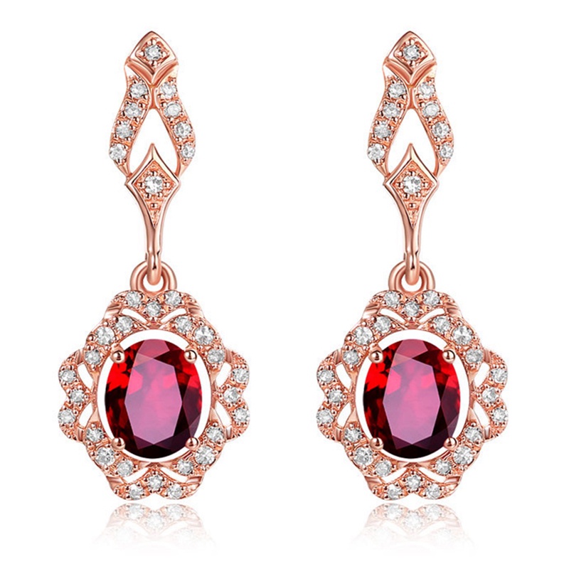 Anting Tusuk Gantung Panjang Hias Rubyberlian Imitasi Gaya Mewah Untuk Wanita