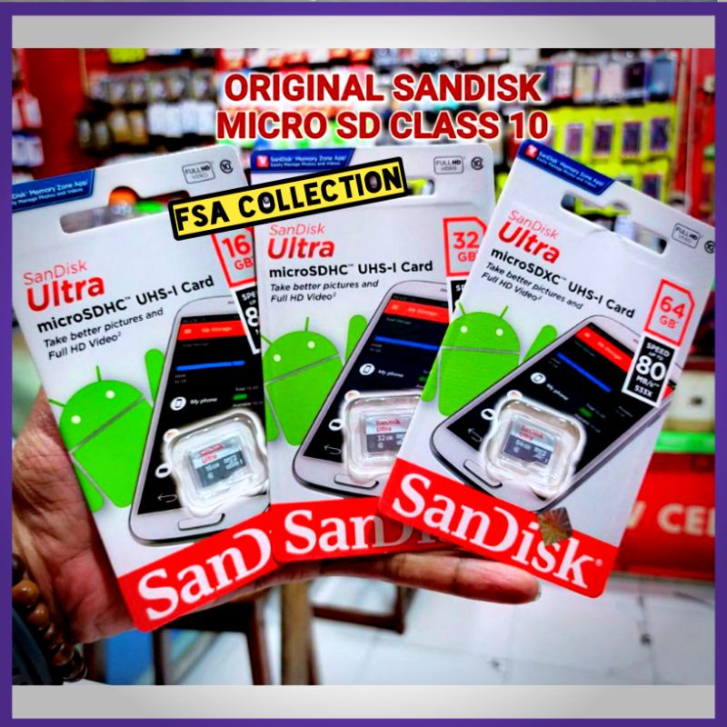 Kartu Memory Sandisk 64gb 32gb 16gb memory card class10 Sandisk