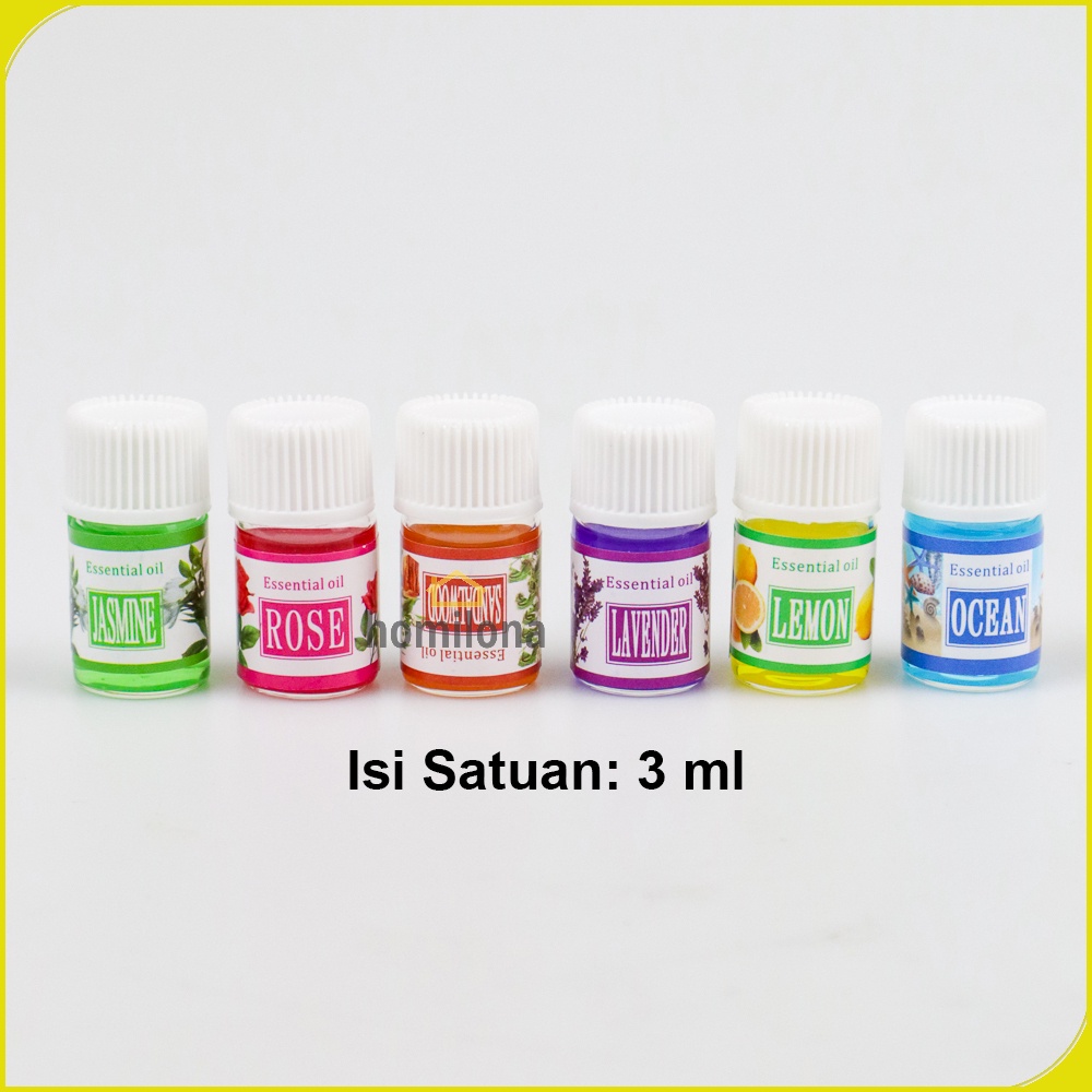 Minyak Aromaterapi Diffuser Paket 6 botol 3ml - Taffware Humi 26461 / Pengharum Ruangan Essensial Murni Pure Essential Oil Aromatherapy Fragrance Set for Humidifier