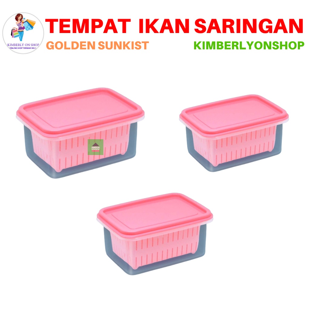 FM - Tempat Saringan Ikan Besar Sealware Dengan Peniris 2in1 Pink TISK 161 Pi