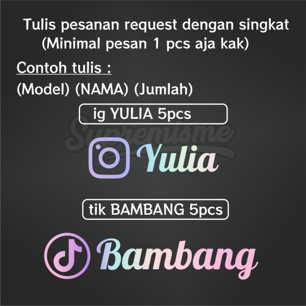 Stiker Hologram Custom Nama Sosmed Premium Holographic (Langsung Jadi)