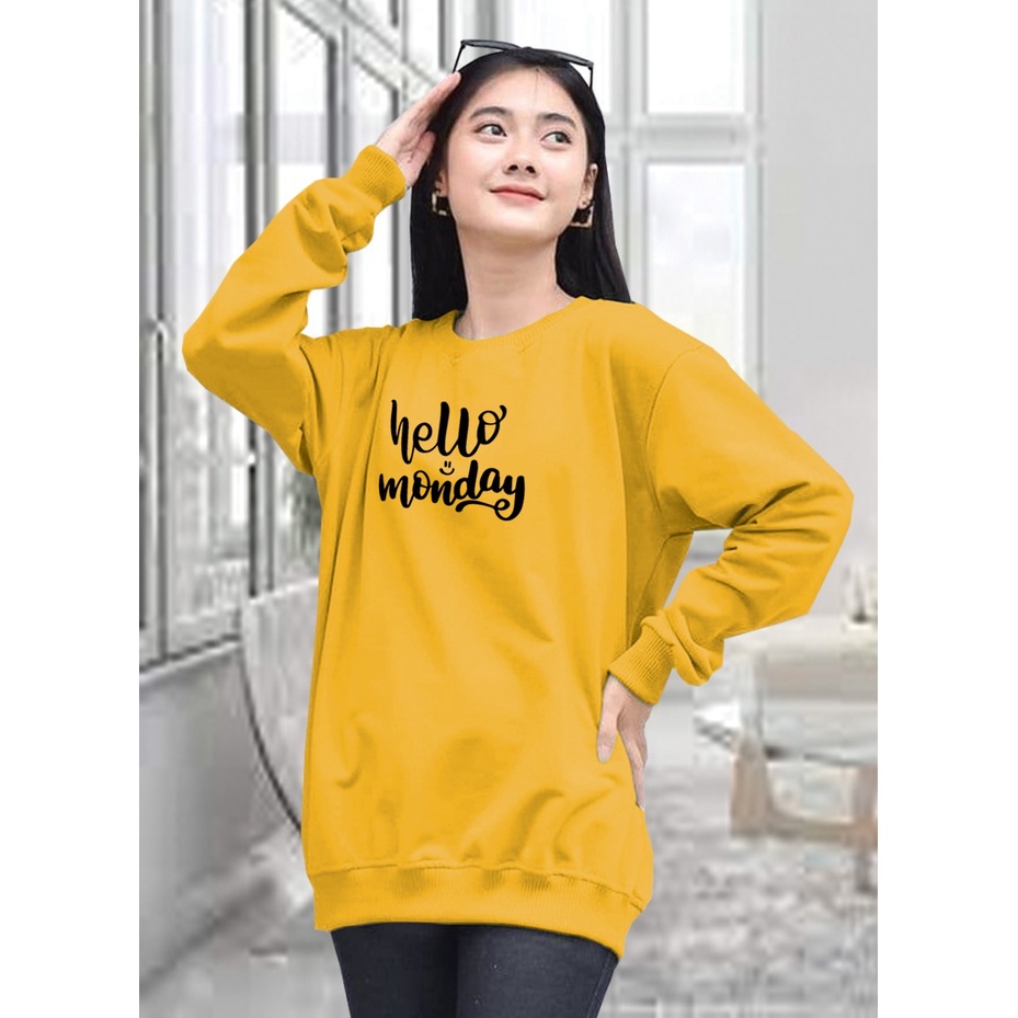 Kaos Lengan Panjang MONDAY/ Kaos Sweatshirt / Atasan Wanita / Atasan Wanita Lengan Panjang / Atasan Import / Kaos Wanita Blus