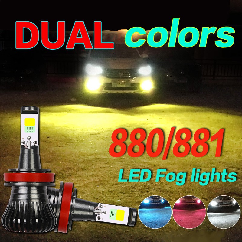 2pcs Lampu Kabut Depan Mobil Led 880 881 Dua Warna Super Terang