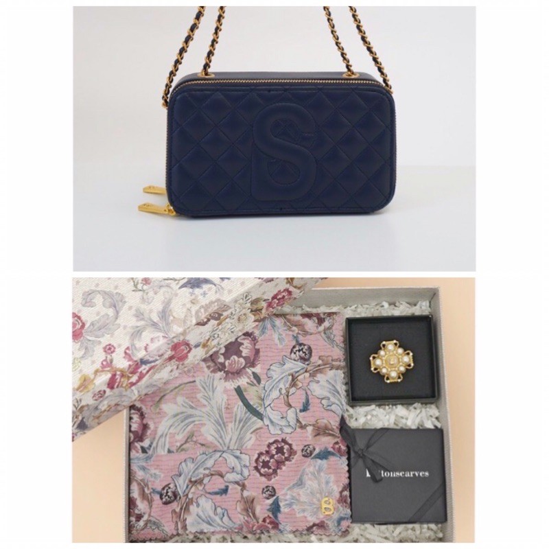 READY  Yura bag navy + Guzel hampers Buttonscarves