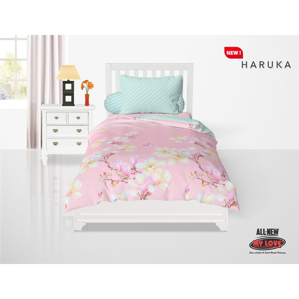 ALL NEW MY LOVE Bedcover + Sprei 120x200 Tinggi 30 Botanic Coastal Enzo Haruka Magani Nordic Luisa Paola Daisy Kolase Linnea Farah Ilona Giona Pink Polka Kolase Triangles Zello Isyana  - SINGLE 120 T30 BC