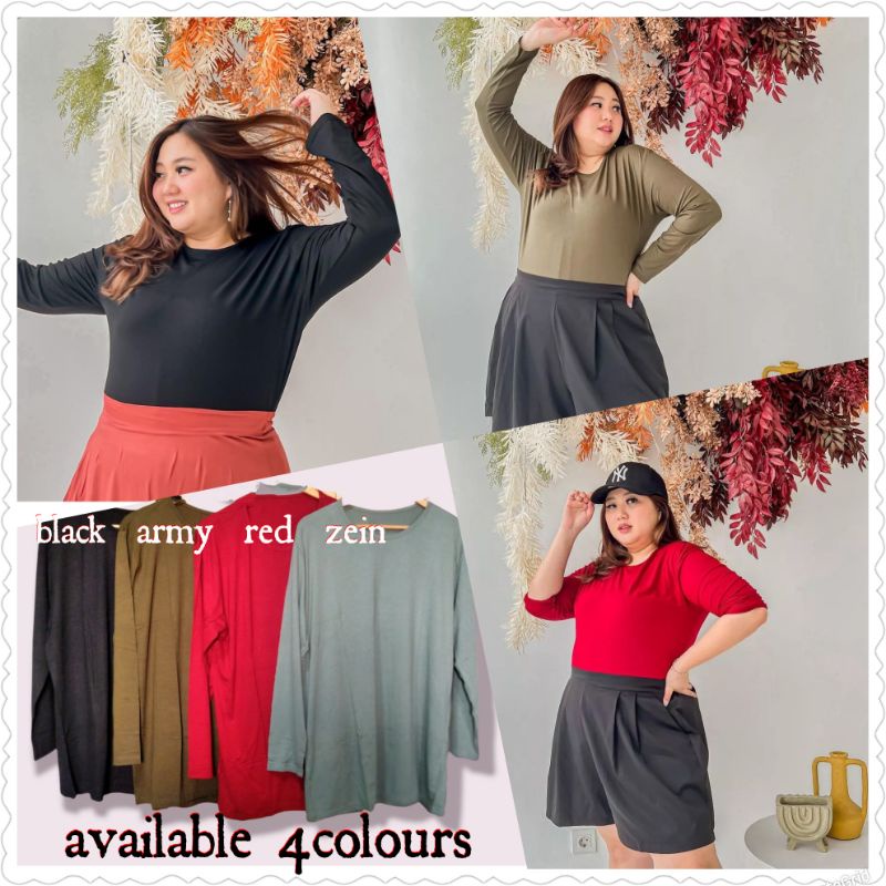 LD120 Jumbo bigsize polos basic blouse lengan panjang XXXL