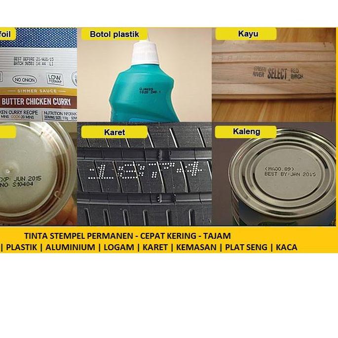 

Tinta Stempel Plastik Kemasan - Botol - Foil Bag - Tahan Air Permanen