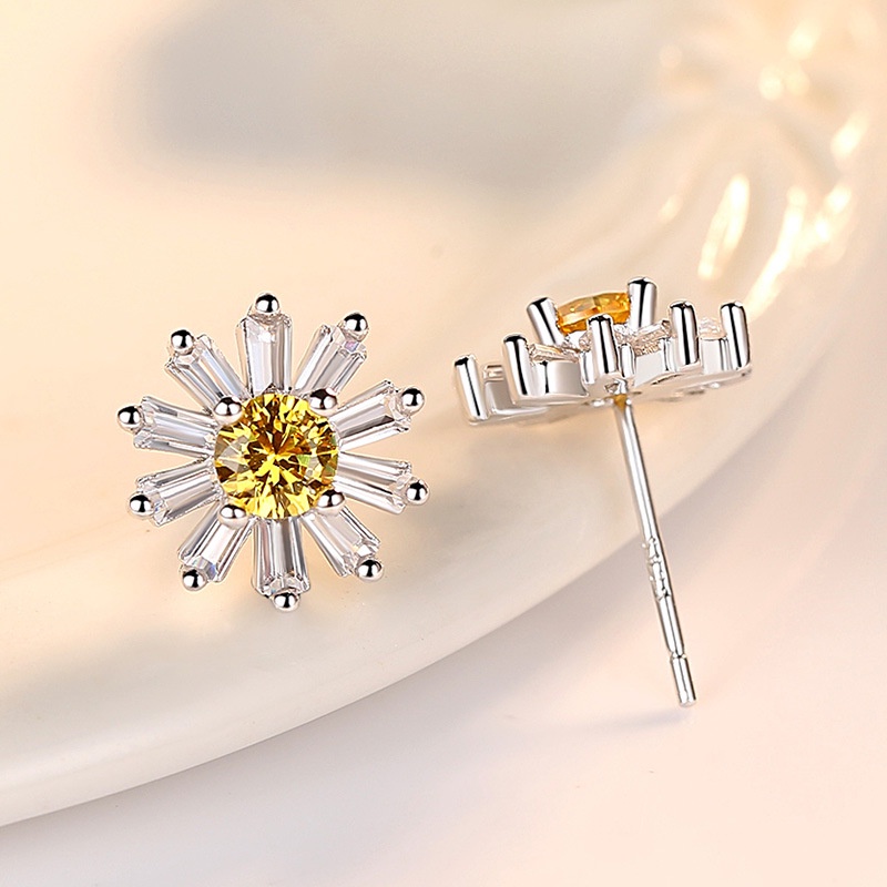 Anting Perak 925 Wanita Bunga Daisy Fashion Perhiasan/Subang Telinga anting perempuan