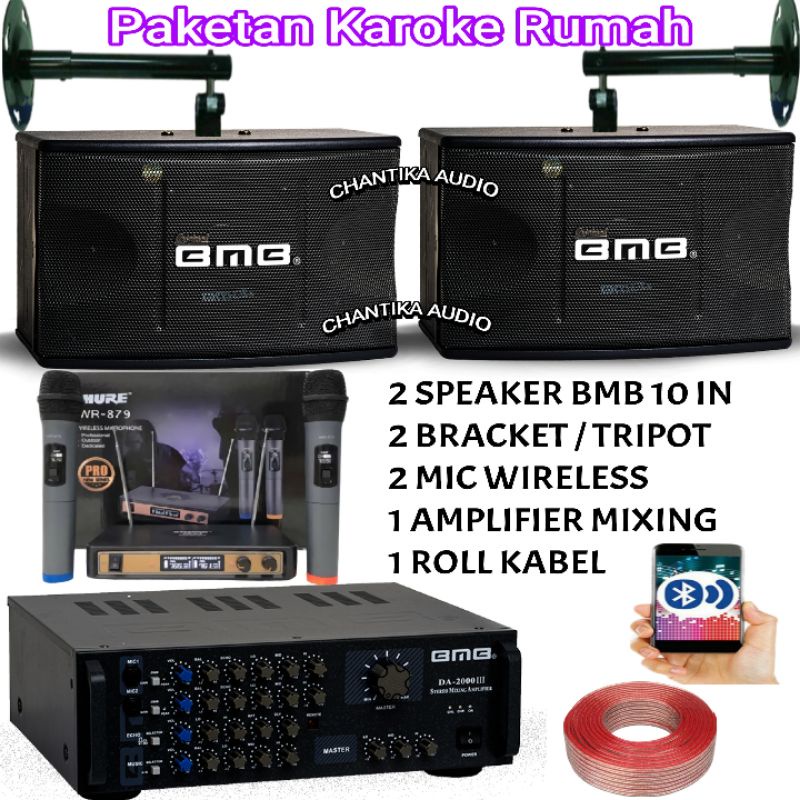 Speaker Bmb 10 inch Amplifier Bmb Bluetooth Mic wireless speaker untuk karoke di ruangan