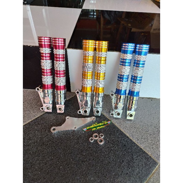 bottom tabung shock skok depan Satria F FU FI bubut kartel krum crom gold kuning merah biru
