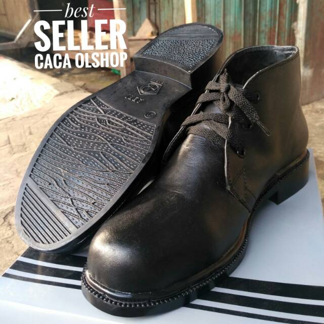 AR Exclusive Sepatu PDH Tali Hitam Dove 100% Kulit Asli Magetan Original TNI POLRI Satpam Security