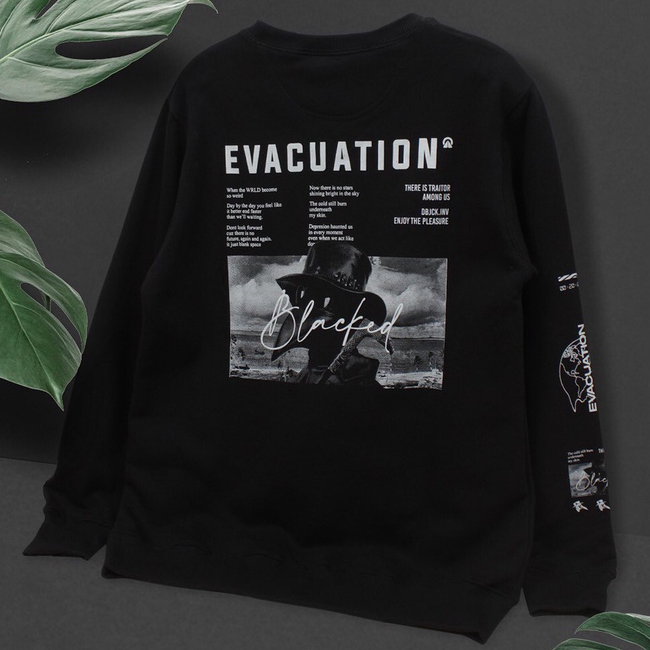Sweater Dobujack Evacuation Hitam | Crewneck Dobujack Evacuation Hitam | Sweater Crewneck Dobujack T