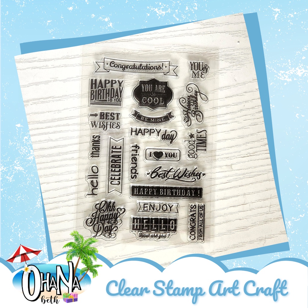 

OHANABETH - CLEAR STAMP SCRAPBOOK BENING / TRANSPARANT HAPPY BIRTHDAY