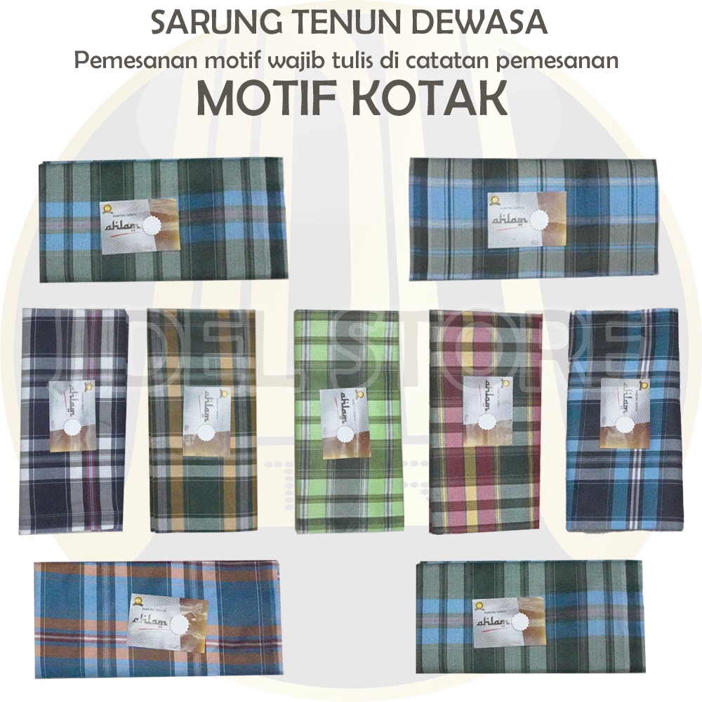 Sarung Tenun Dewasa Pria Motif Kotak Kotak Warna Merah Kuning Hijau Hitam Biru Sarung Polos Aneka Motif Kotak Kotak2 Warna Kain Tenun Dewasa Pria Laki Muslim Sholat Murah Grosir Hitam Murah PEKALONGAN