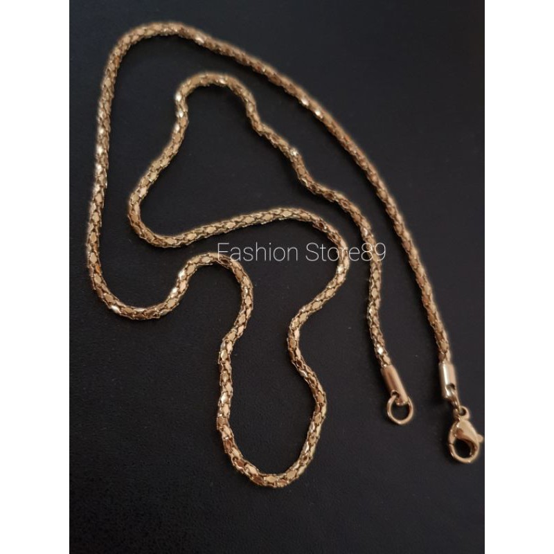 Kalung Belut sisik titanium gold white impor kalung fashion emas titanium antikarat selamanya