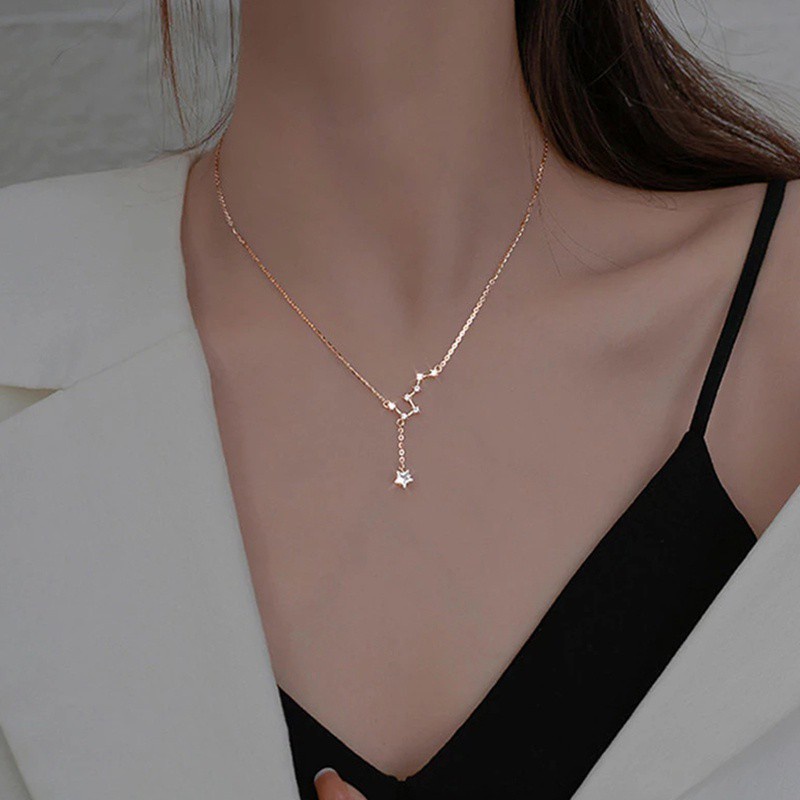 925 Sterling Silver Link Chain Tassel Star Pendent Necklace For Women Girls Wedding Party Jewelry