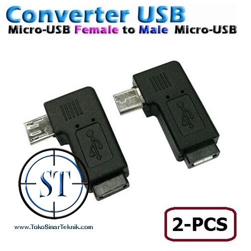 Converter Micro USB 5 Pin Male 90 Derajat To Micro Female Plug Adapter 270 Derajat Arah Left right Angle ISi 2pcs