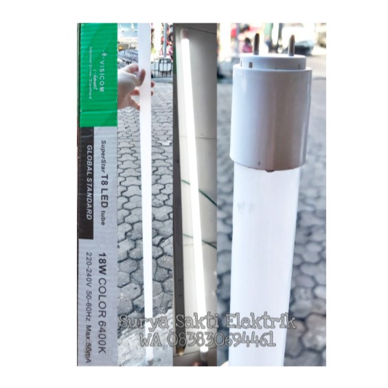 LAMPU TL T8 LED 18W VISICOM 6500K PUTIH (TANPA TRAFO DAN STARTER)