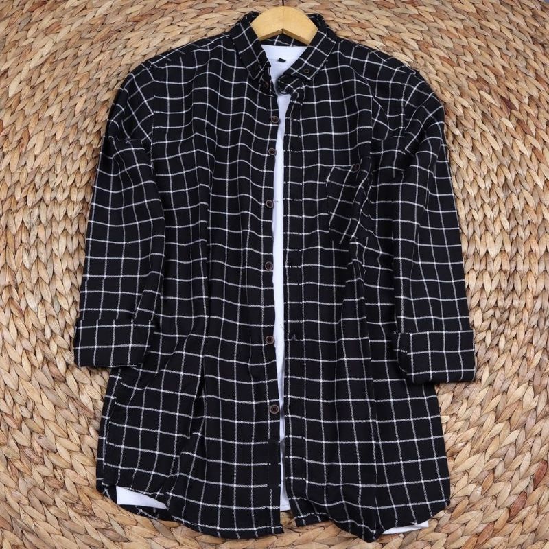 Kemeja Flanel Pria Lengan Panjang Casual Kameja Cowok
