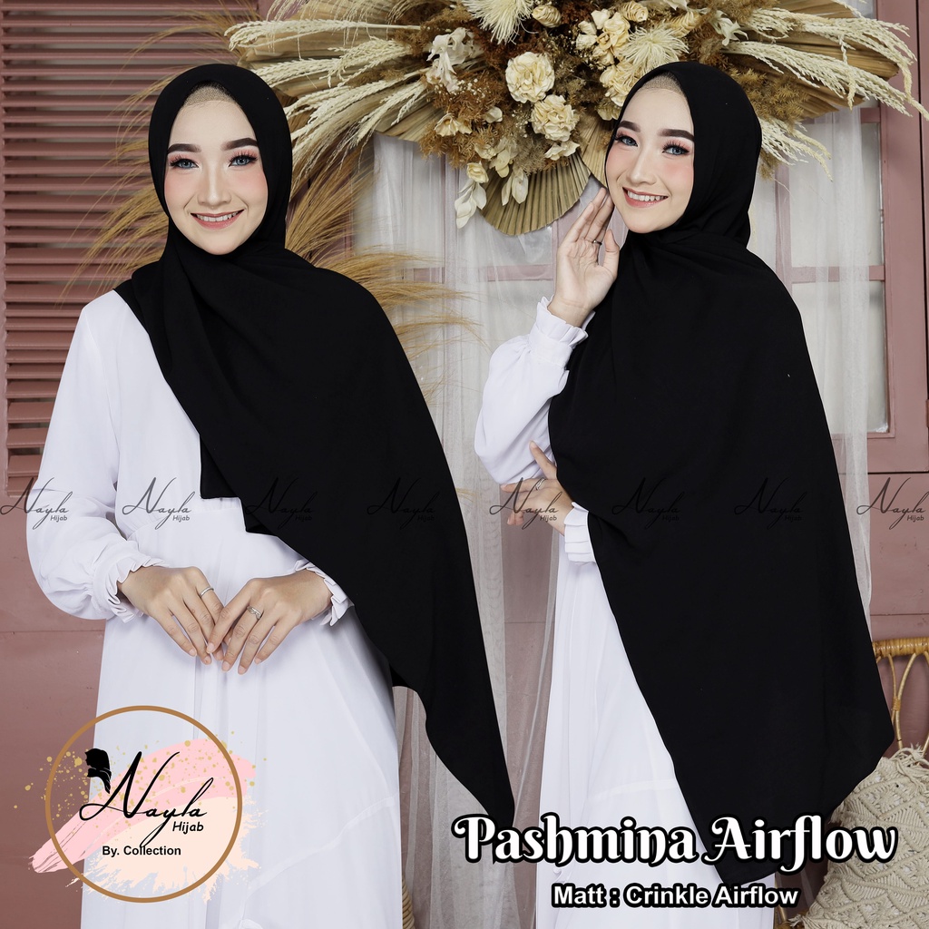 Pashmina Crinkle Airflow Premium Hijab Pashmina Anti Kusut Jilbab Pashmina Airflow Terbaru Nayla Hija'b