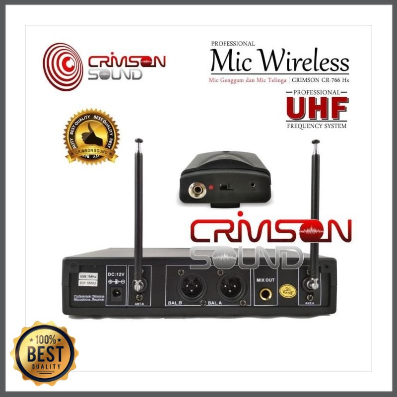 Mishad Shop -  Mic Wireless Crimson CR- 766HS +Mic Telinga GU-5117-2289