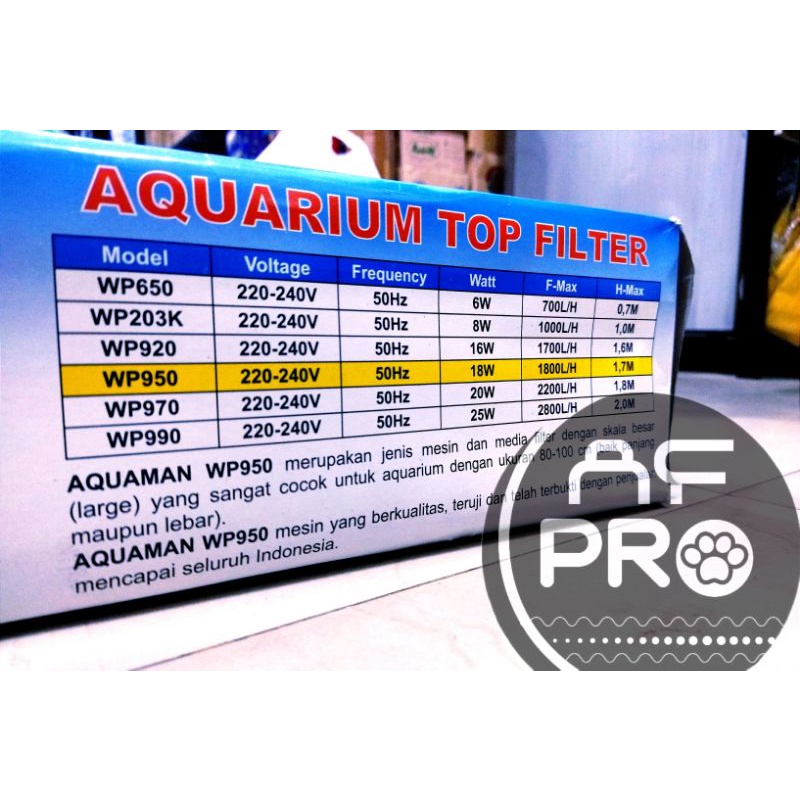 Promo Murah Pompa Aquarium Box Filter Lengkap AQUAMAN WP 950