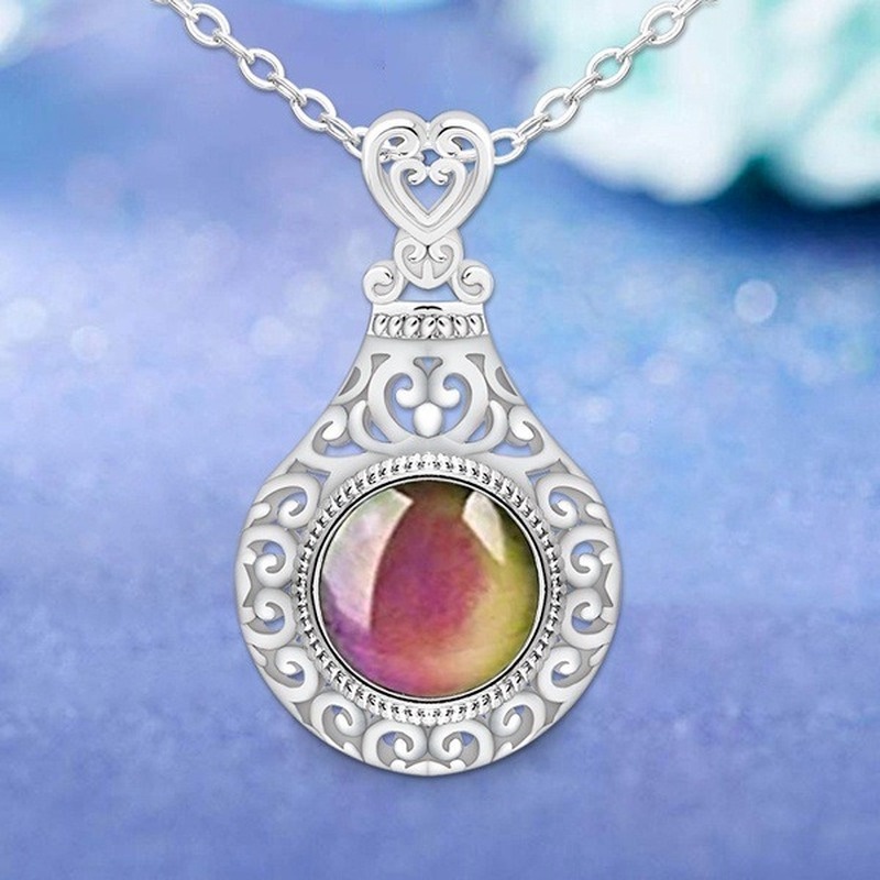 [Ready Stock]Fashion Creative Color Changing Temperature Sensing Pendant Hollow Necklace