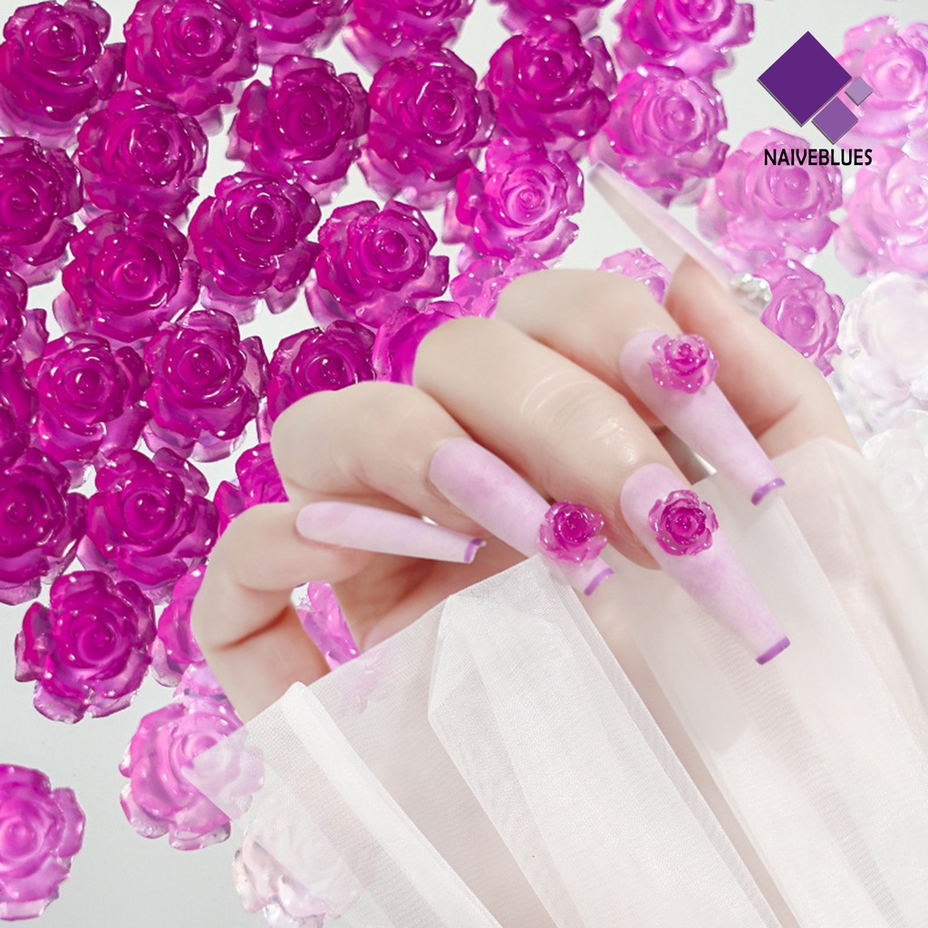 Naiveblue &gt; Ornamen Bunga Camellia 3D Bahan Resin Untuk Dekorasi Nail Art