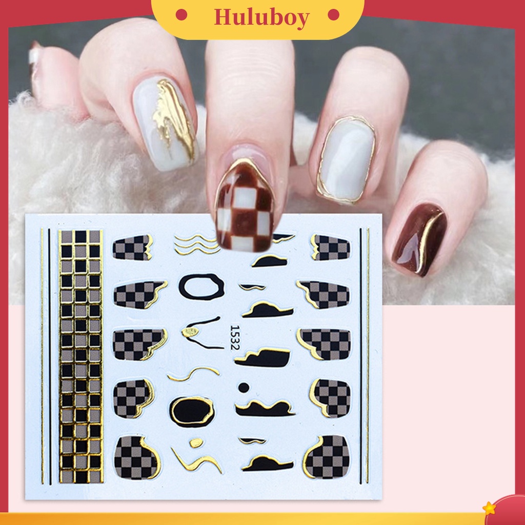 Huluboy Huluboy♡ Stiker Kuku Efek Glitter 3D Ultra Tipis Untuk Manicure