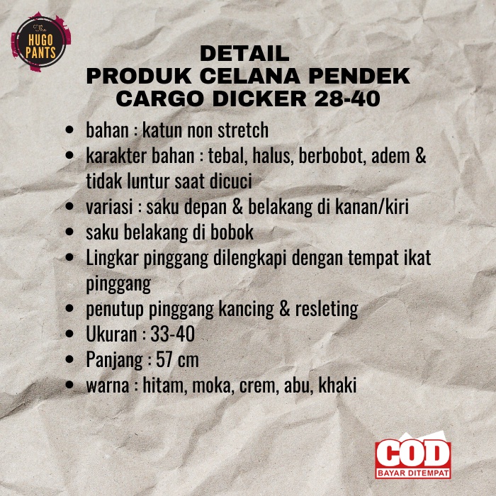 CELANA PENDEK CARGO DISTRO JUMBO PRIA CELANA PENDEK GUNUNG PRIA ARMY MERK DICKER