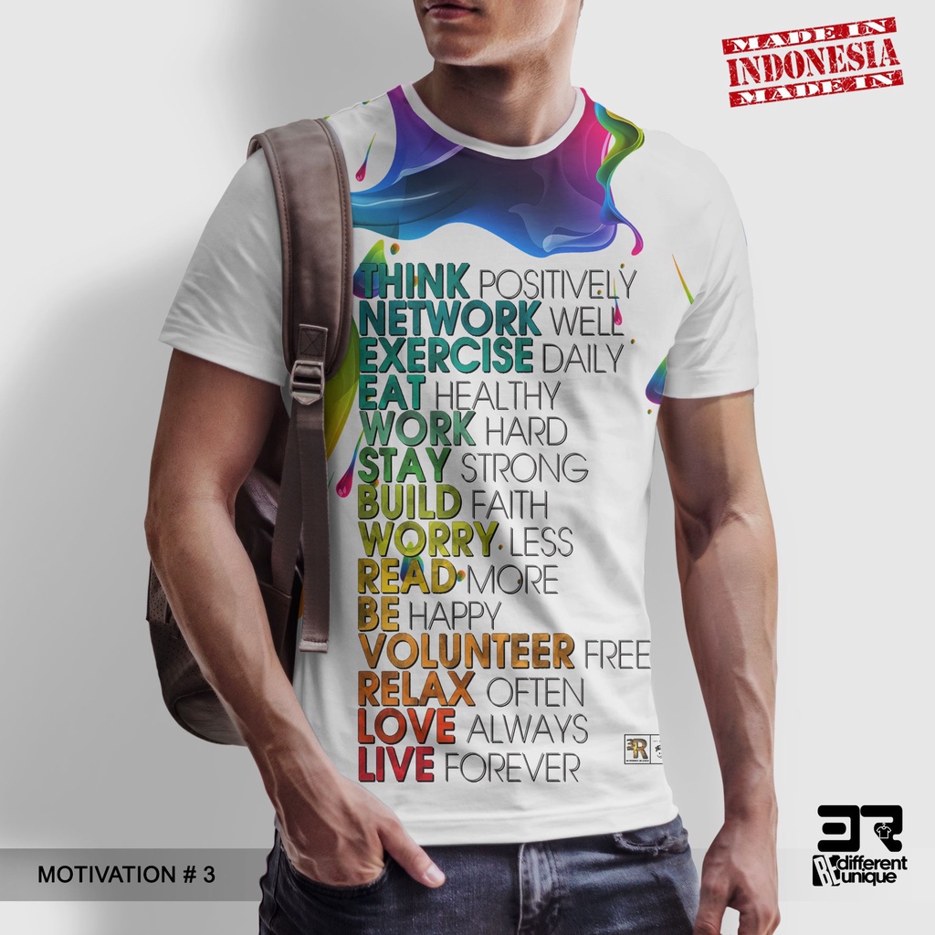 [ COD ] KAOS PRINTING GAMBAR MOTIVATION 3 - BAJU MOTIFASI dorongan, impuls, insentif, katalis, peran