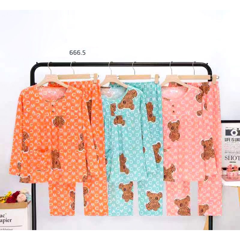 BEE - Stelan Baju Tidur Piyama Dewasa Lengan Panjang All Size Motif Lucu